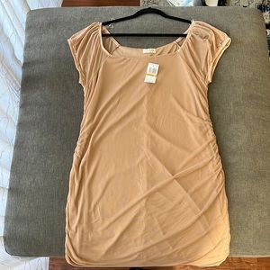 Trendy Plus size side Ruched mesh dress